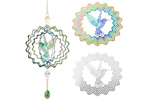2PCS Hollow Bird Chimes Ornament 3D Wind Wheel Flow Effect Metal Garden Decoration for Garden Yard Patio Porch Women Gift Dri