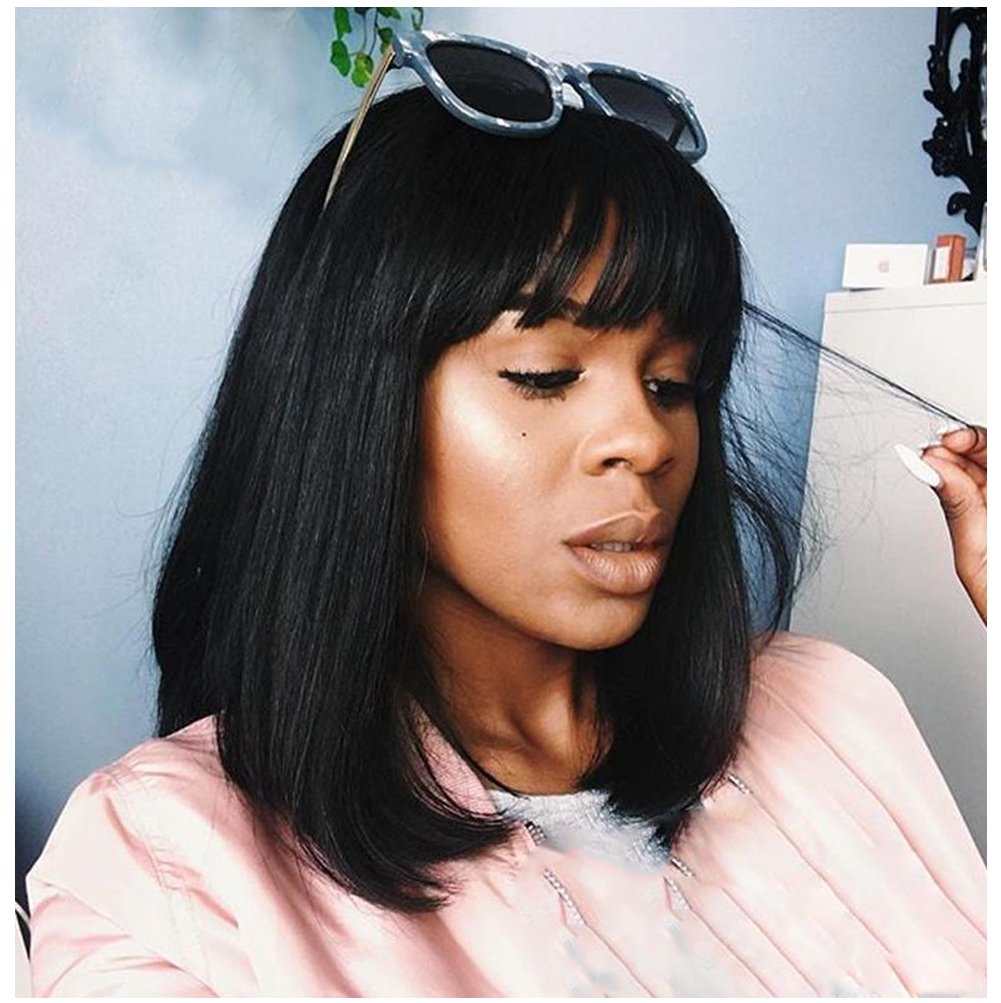 Nicetobuy Glueless Straight Short Bob Haircut Lace Front Wig With