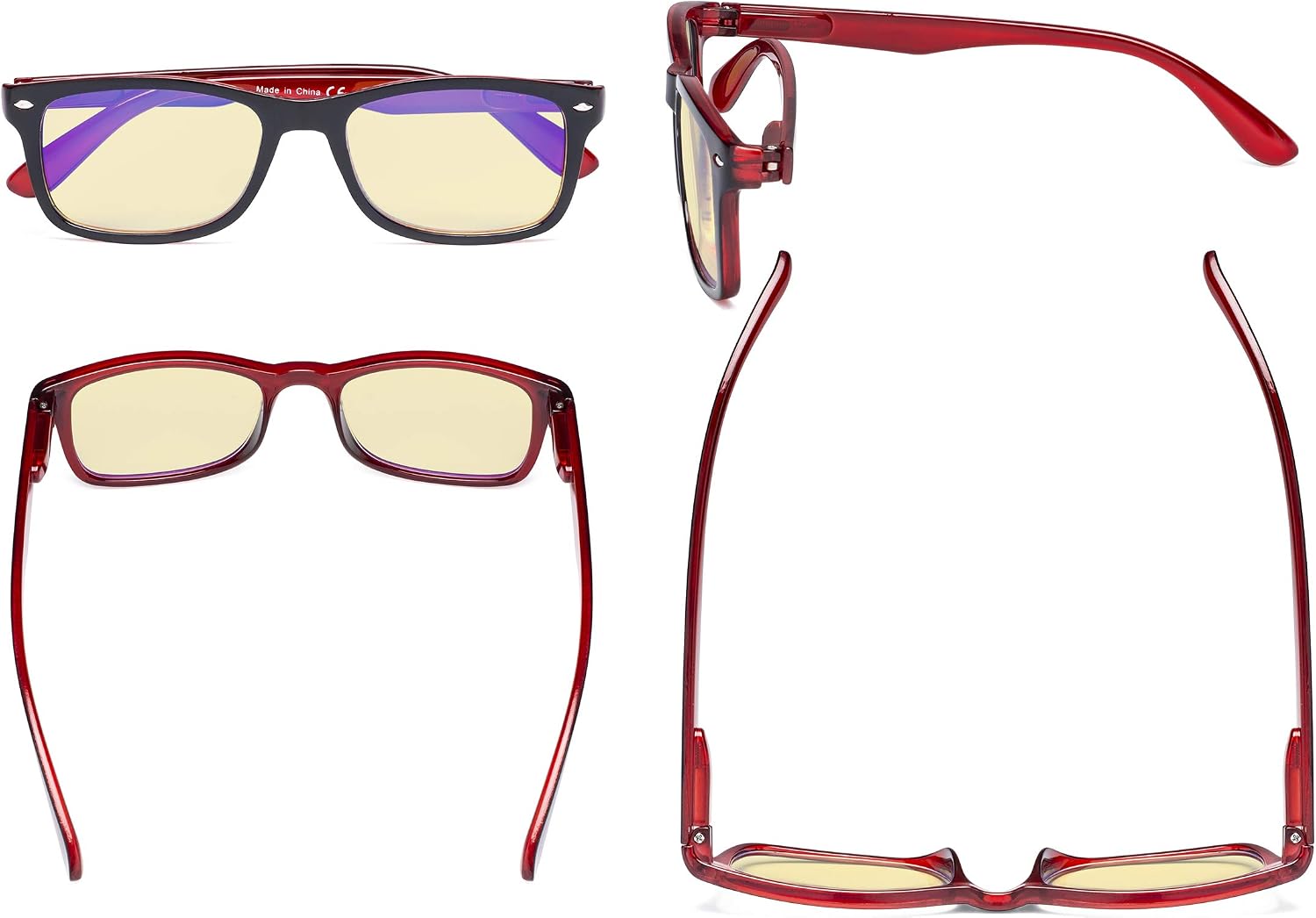 Eyekepper Blue Light Blocking Computer Reading Glasses Women Men with Yellow Tinted Filter Lens - Classic Readers -Black Red - Image 4