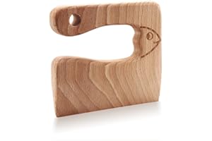 CONSIO Wooden Kids Knife - Children's Safe knives - Toddler Knife for Chopping - Safe Cutting Veggies Fruits - Fish Shape