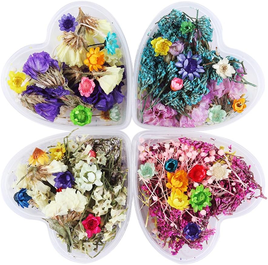 1 Box Mixed Dried Flowers Nail Art DIY Preserved Flower With Heart-Shaped Box Glass Bottle Decor #H