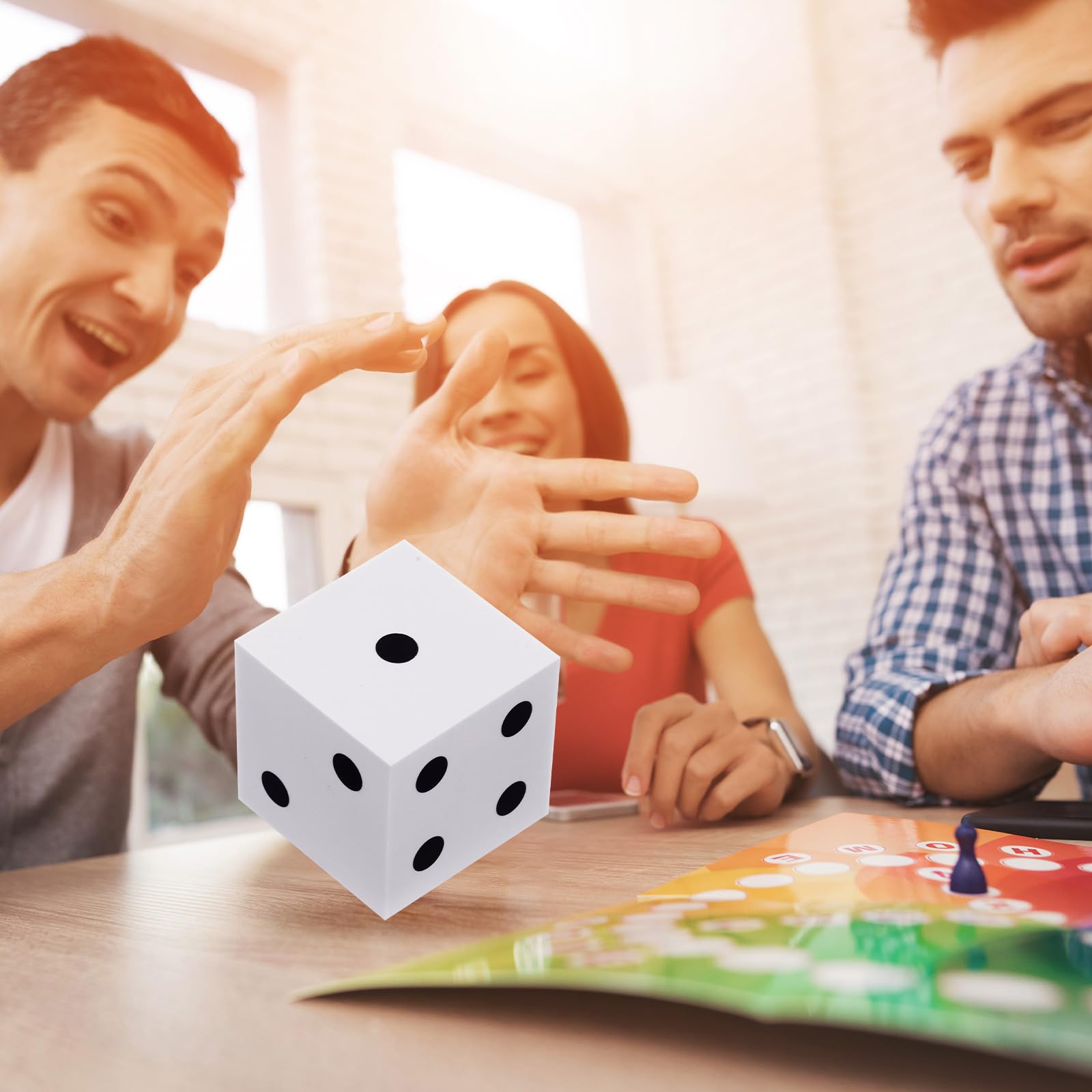 Shappy 4 Pieces 3.5 Inch Foam Dice Cube Jumbo Dice with Number Dots Big Giant Foam Large Cube for Christmas Game Math Classroom Party Favors Bag Stuffers(White)