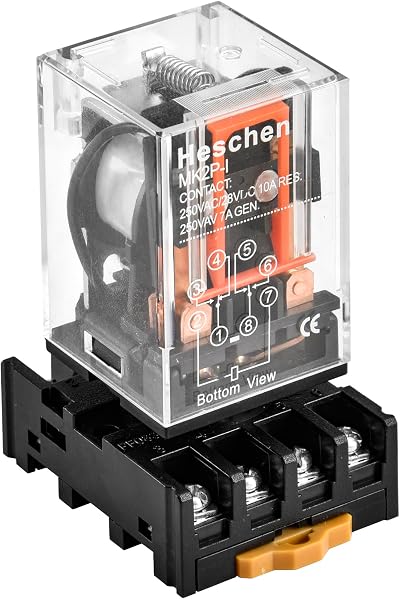 Heschen General Purpose Relay MK2P-I AC 220V Coil DPDT 8 Pin with Plug-in Socket