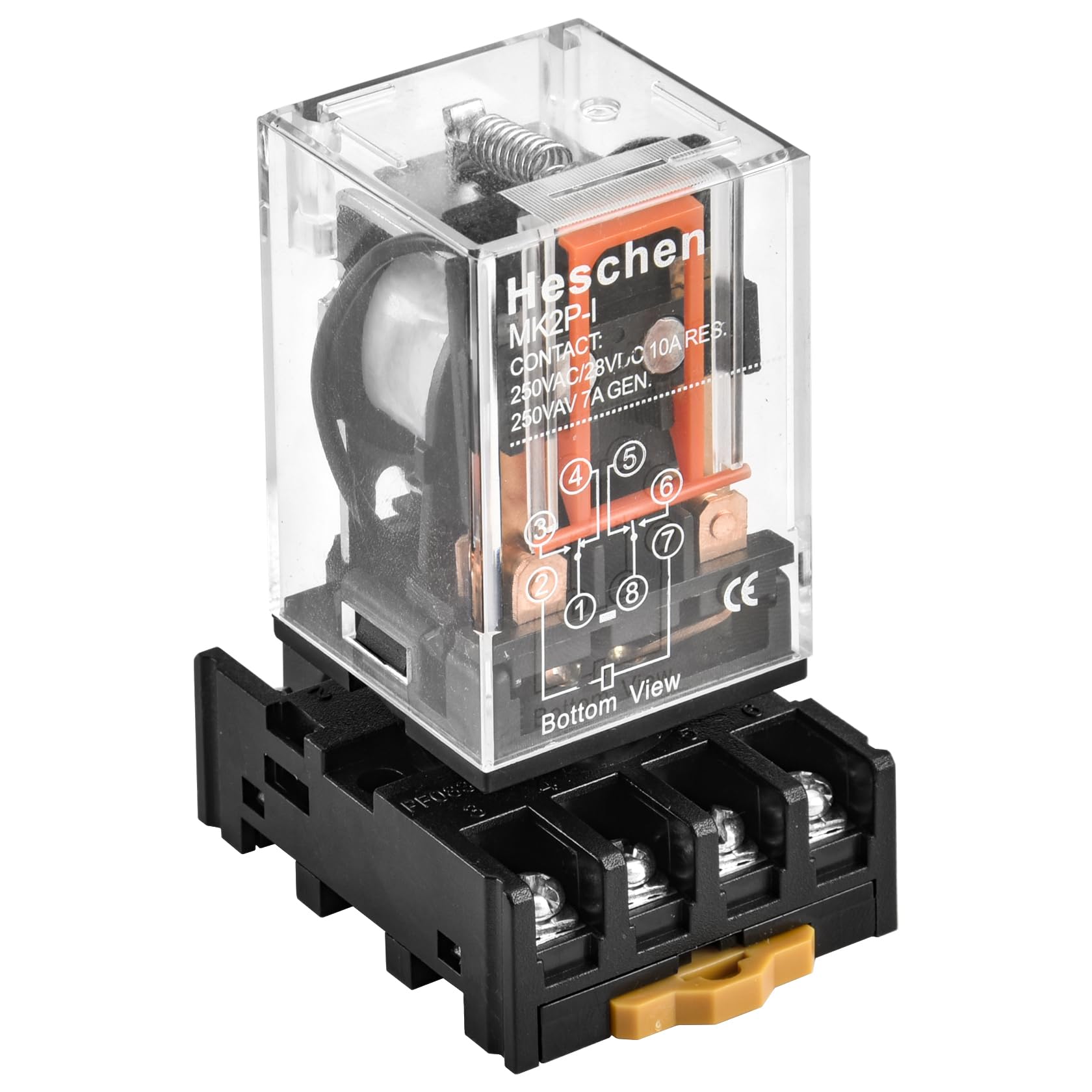 Heschen Gereral Purpose Relay MK2P-I AC 220V Coil DPDT 8 Pin with Plug-in Terminal Socket PYF83A