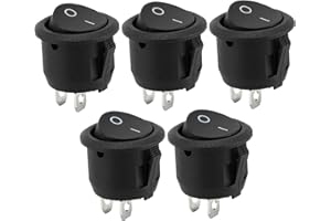 Power Switch, 5Pcs 12V Switch, Electrical 10A/125V 6A/250V 20mm on Off, Waterproof Round for Boat, Car, Home Appliances, On O