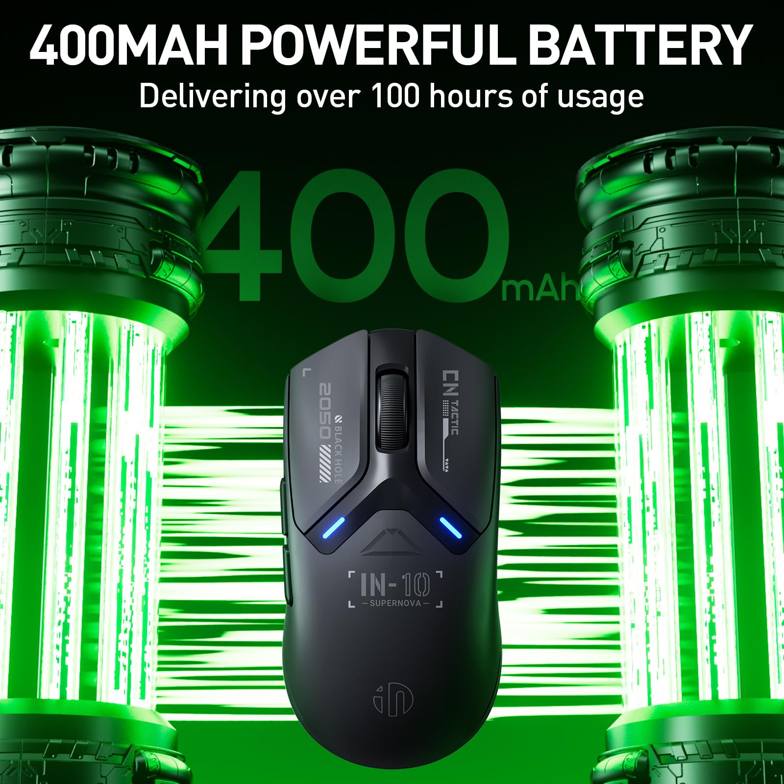 INPHIC IN10P Superlight Wireless Gaming Mouse, 60g, 8K Polling Rate, 26,000 DPI, Tri-Mode, PAW3395 Sensor, Fully Programmable