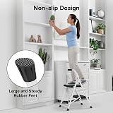 BONTEC 2 Step Ladder 150KG Anti‑Slip Pedals Folding Steel Lightweight White view 3