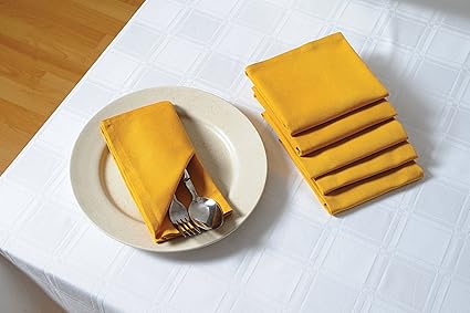 Swayam Libra Solid Cotton 6 Piece Dinner Napkin Set- Yellow (TN06-Yellow)