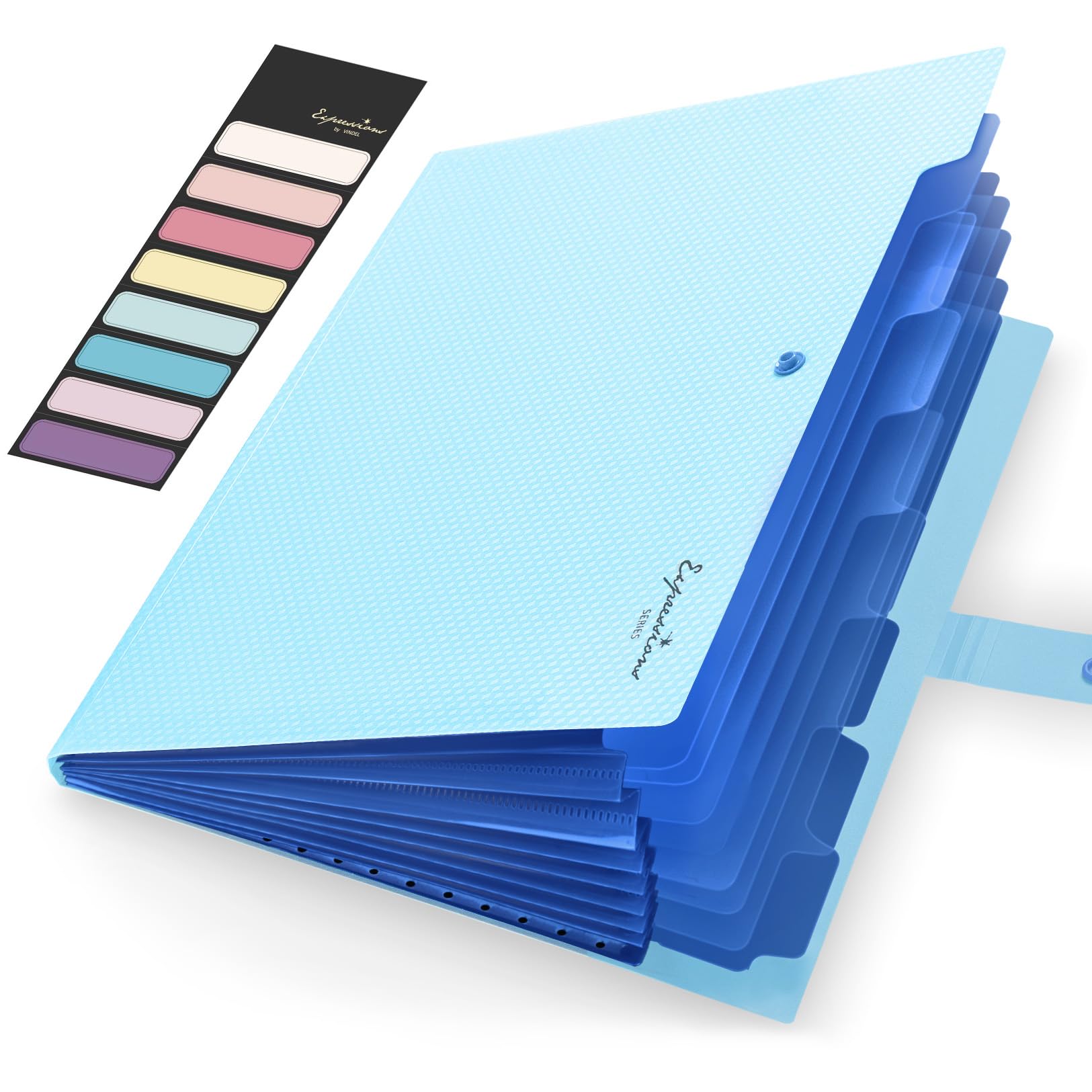 Sooez Accordion File Organizer 8 Pocket, Expanding File Folder with Labels