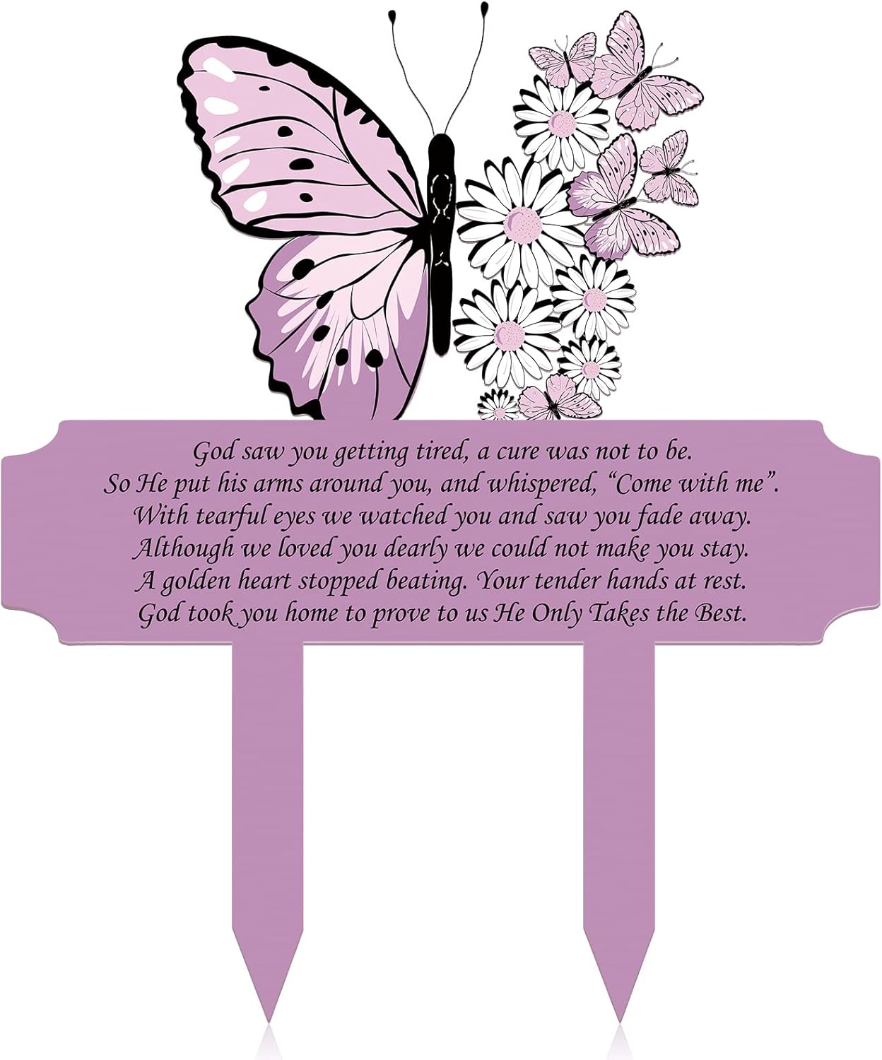 Decorative Garden Stakes - Maitys Memorial Stakes Grave Decorations for Cemetery Grave Plaque Stake Marker Metal Memorial Plaques Sympathy Garden Stake Waterproof Grave Stake Garden Cemetery Decoration Yard Outdoor (Butterfly)