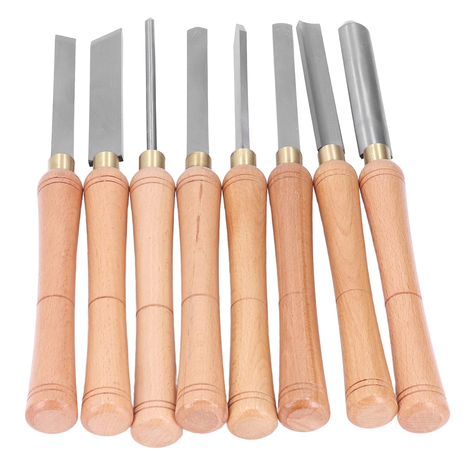 8pcs Woodturning Gouge Set High Speed Steel Beech Spindle Gouge Kit Wood Lathe Turning Tool for Woodworking Turning Tools or Carving