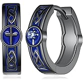 Cross Earrings for Men Women 925 Sterling Silver Black Mens Earrings Hoop Viking Celtic Knot Huggie Hoops Jewelry Gift Hypoallergenic