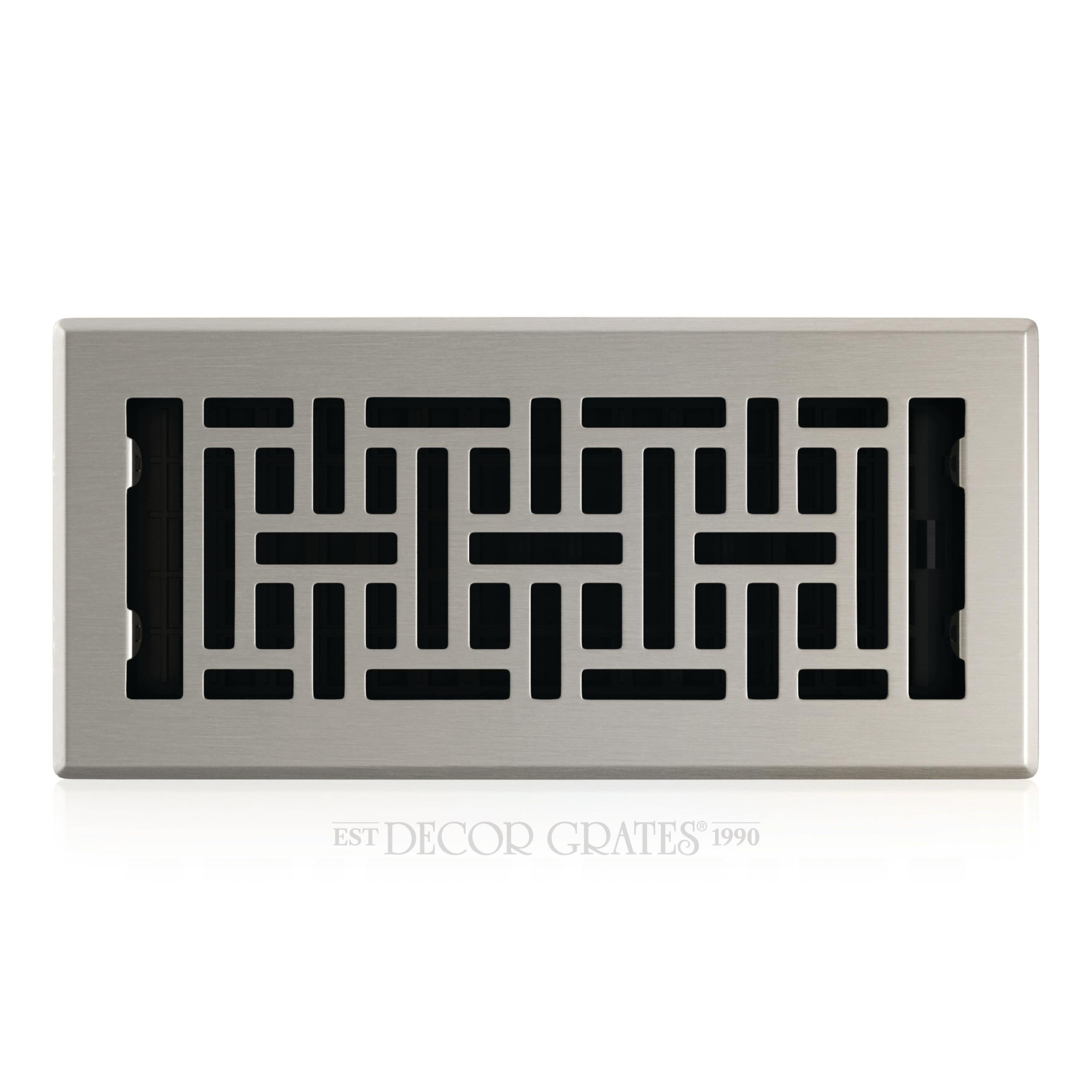 Decor Grates AJH410-NKL Oriental Floor Register, Brushed Nickel Finish, 4 x 10-Inch