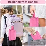 Alyvisun Large Capacity Pencil Case 3 Compartments Pink with Handle view 5