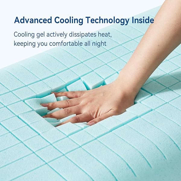 BEDTTER COOLING PILLOW WITH GEL MEMORY FOAM AND COOLING CASE FOR COOLING SLEEP (1 PACK), BED PILLOW FOR SIDE SLEEPERS, NECK AND SHOULDER PAIN RELIEF, WASHABLE COVER, 25″X15″X5″