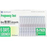 Amplim Early Detection Pregnancy Test Sticks 15 Pack, 99.99% Accurate, Sensitive Midstream Home Urine Test Kit for Women, 3-Sec Reliable Results 6 Days Sooner, 10 MIU/mL HCG, FDA Cleared