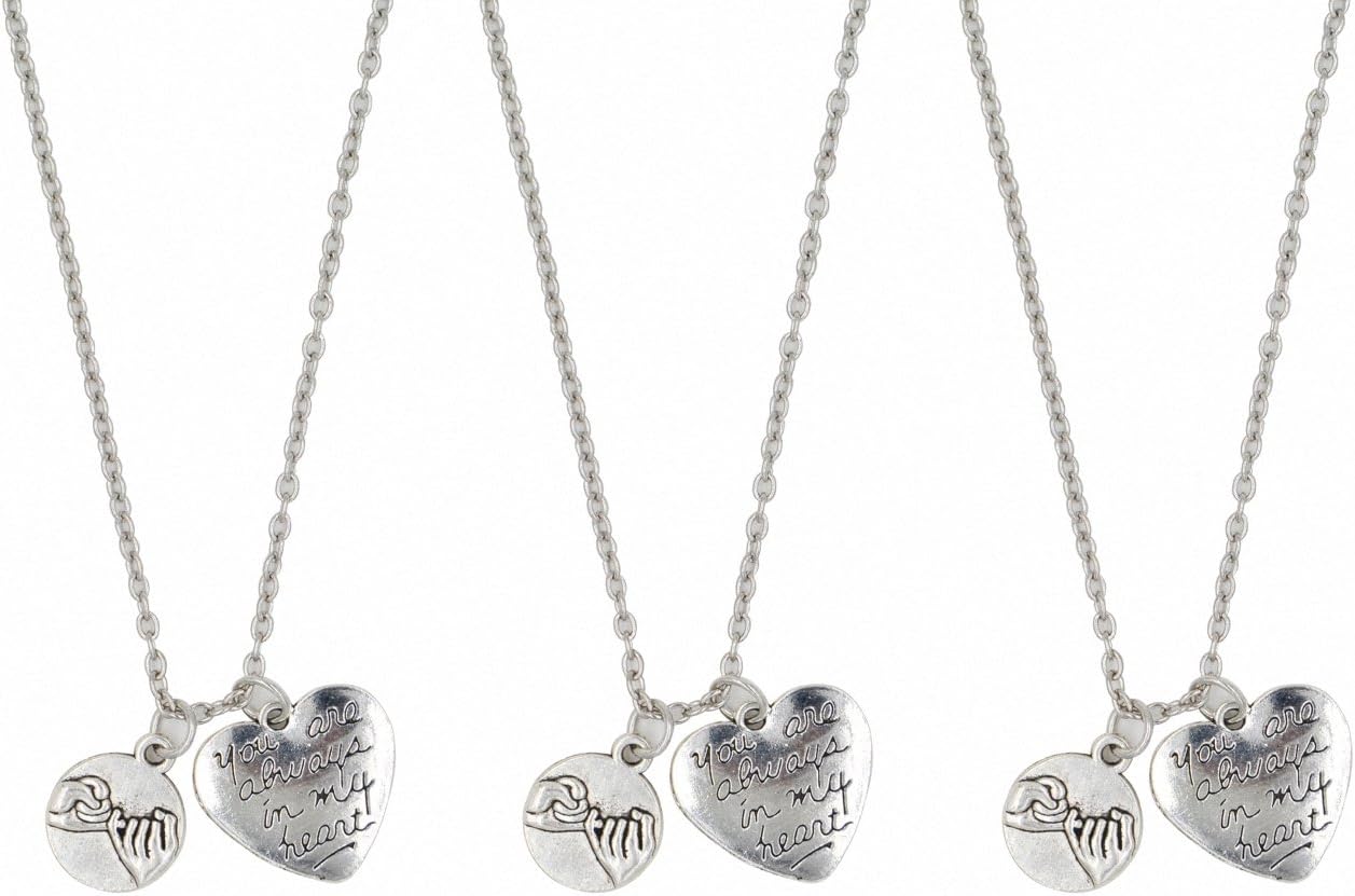 Jwoolw Jewelry Set of 3 Pinky Promise Pinky Swear Best Friend Sisters Necklaces or Key Chain BFF You are Always in My Heart for Teens
