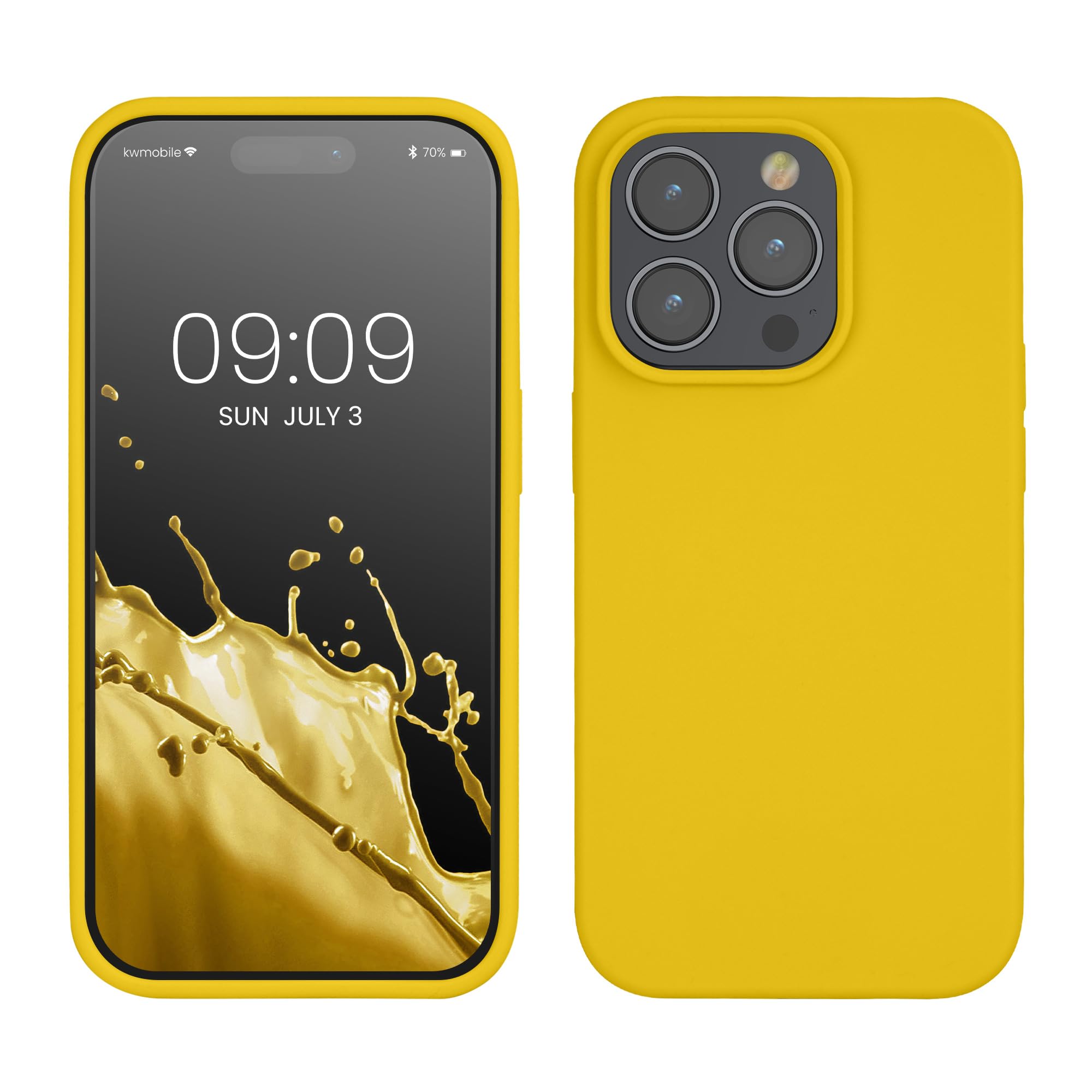 kwmobile Case for iPhone 14 Pro Case - Slim Soft TPU Silicone Cover - Works with Wireless Charging - Radiant Yellow — image 1