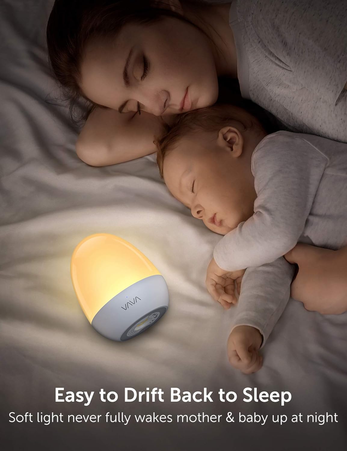 VAVA Home VA-CL006 Night Lights for Kids with Stable Charging Pad, ABS+PC Bedside Lamp for Breastfeeding, Touch Control&Timer Setting, White - - 