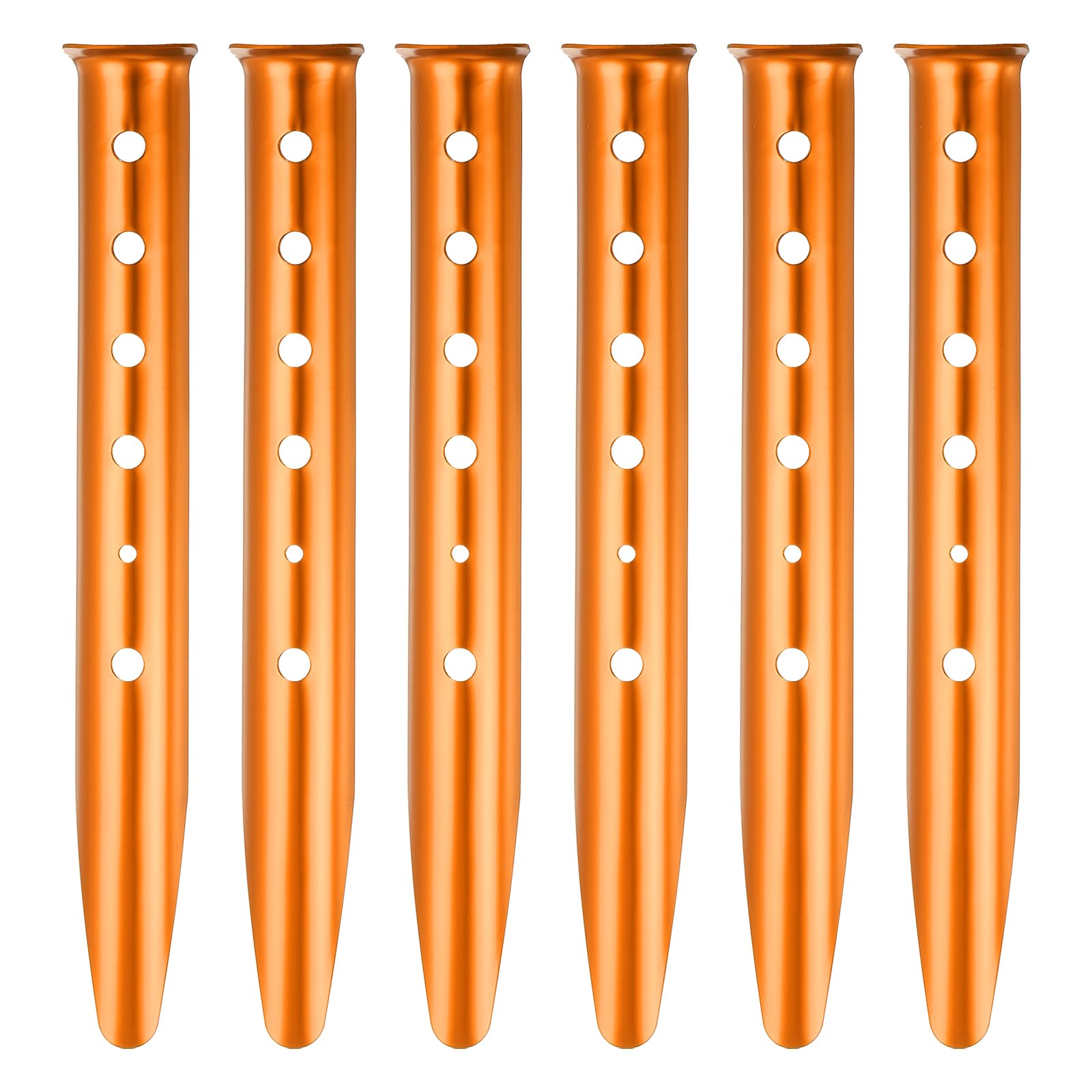 PATIKIL Aluminum Tent Stakes, 6 Pack Metal Camping Ground Pegs Camping Accessories Sand Stakes with 6 Holes for Tents Hammocks and Canopy, Orange