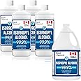99% Isopropyl Alcohol - Made in Canada - 1L x 4 Pack USP Grade Isopropyl Rubbing Alcohol - Equivalent to 4 Litre Isopropyl Al