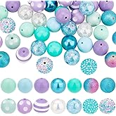 PH PandaHall 50pcs Chunk Beads 20mm Bubblegum Beads Mermaids Pen Beads Large Rhinestone Pearl Loose Beads Round Spacer Beads for Jewelry Bracelet Necklace Pen Bag Chain Making Crafts Supplies