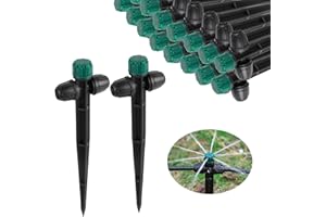 FOGWOWO Drip Irrigation Emitters for 1/4" Tubing,Adjustable 360 Degree Automatic Irrigation Dripper on 6.5" Arrow Stake for Garden Irrigation System(30Pcs Irrigation Drippers)