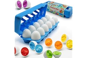 MOONTOY Dinosaur Matching Eggs for Toddlers – Easter Eggs Toy – 12PCS Educational Learning Color & Shape Recognition Montessori STEM Toy, Sorting Fine Motor Skills, Easter Gift, Easter Basket Stuffers