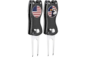 FINGER TEN Golf Divot Repair Tool and Ball Marker Switchblade Value Pack, Foldable Magnetic Stainless Steel with Pop-up Button for Men Women