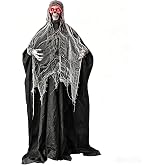 LANGXUN 6ft Skeleton Ghost Halloween Inflatable | Sound-controlled swinging scary yard decor for outdoor indoor lawn garden halloween party