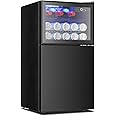 EUHOMY Double Door Mini Fridge With Freezer, Freestanding Wine Cooler Refrigerator With Reversible Door, Compact Refrigerator Temperature Control, Wine Fridge Perfect For Kitchen Home Office.