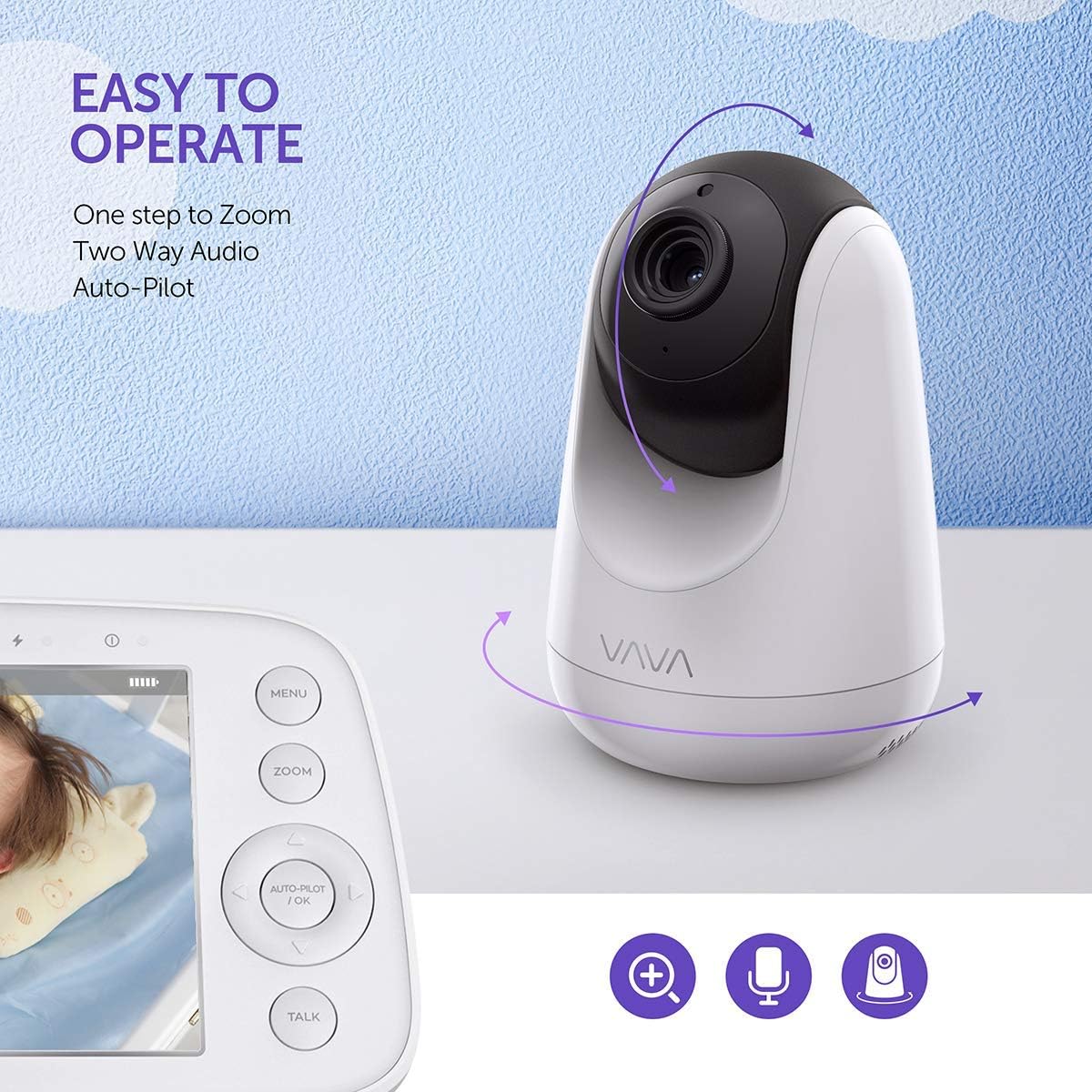 vava baby monitor with 2 cameras