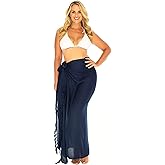 Back From Bali Womens Plus Size Sarong Wrap Solid Swimsuit Cover Up Pareo Bathing Suit Beach Skirt Coconut Clip
