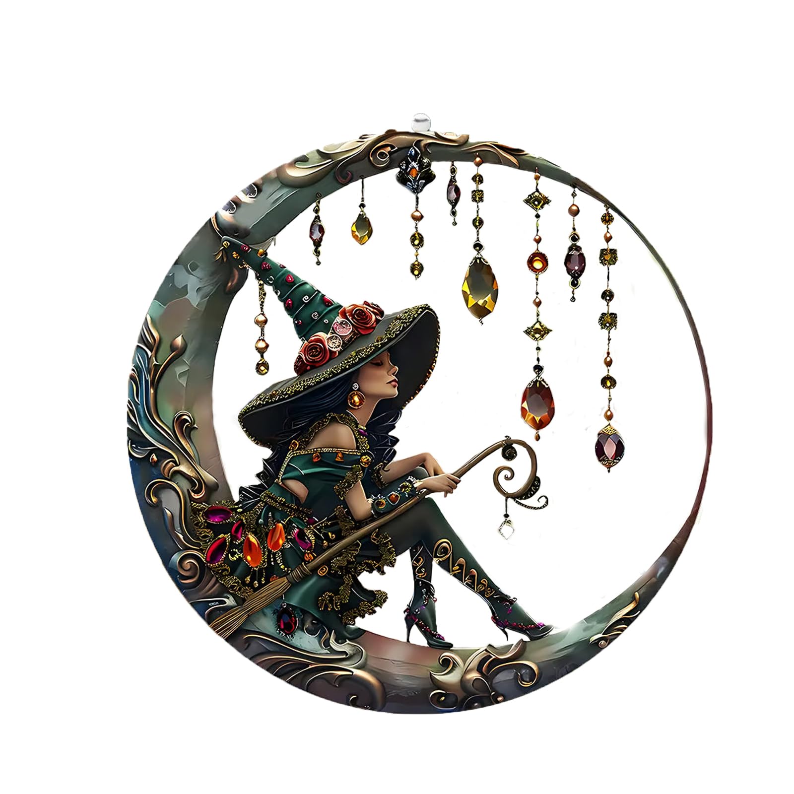 Sun Catchers, Sun Catchers for Windows Moonlight Witch Acrylic Stained Glass, Window Panel Hangings Wall Art Decor Hanging Sun Catcher Decor for Garden Windows or Door Hangings Decor