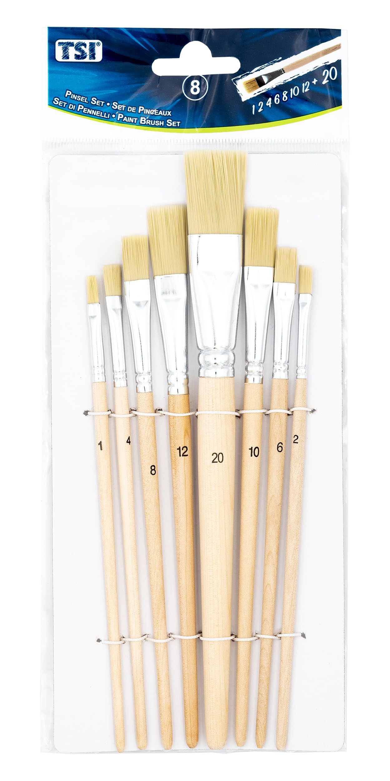 TSI Brush Set, Wood, Natural, 1, 2, 4, 6, 8, 10, 12 und 20