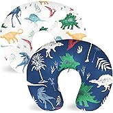 Hooyax Nursing Pillow Covers 2 Pack - Ultra Soft & Stretchable Breastfeeding Pillow Slipcovers, Adorable Cover for Infant Feeding Pillow, for Most Standard Pillows (Dinosaur)