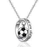 ZOEXUE 3D Soccer Necklace: Sterling Silver Jewelry Gifts for Women Men - World Cup Circle of Life Football Pendant Charm Ball for Soccer Lovers and Fans