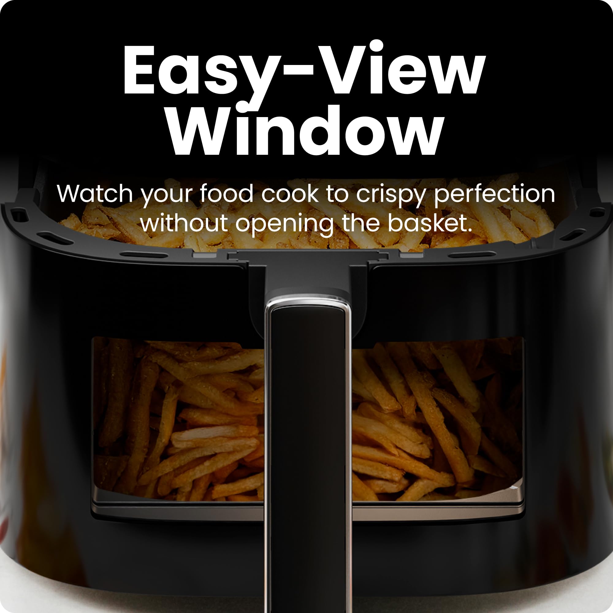 Freidora de aire Chefman – Freidora de aire compacta de 6 cuartos para comidas rápidas y fáciles, cuenta con tecnología Hi-Fry para una ventana extra crujiente y fácil de ver, controles táctiles con 4 preajustes, cesta antiadherente y apta para lavavajillas, color negro