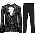 Boyland Boys Jacquard Suit Slim Fit Tuxedo Suits Jacquard Notch Lapel Tux Jacket Pants Party Formal Wear