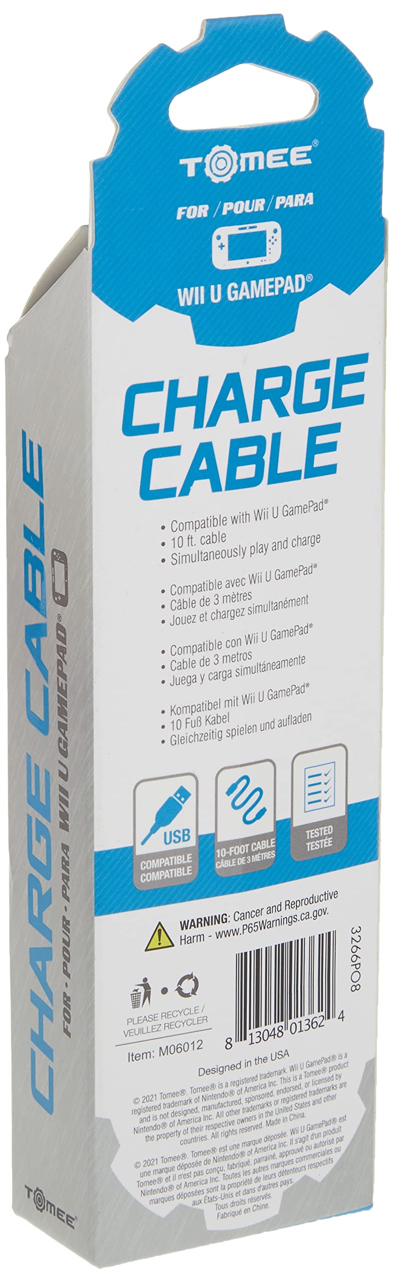 Tomee Charge Cable for Wii U GamePad