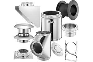 VEVOR Through the Wall Kit for 6-Inch Chimney Pipe, 304 Stainless Steel External Through Wall Chimney Kit with Flat-Top Windp