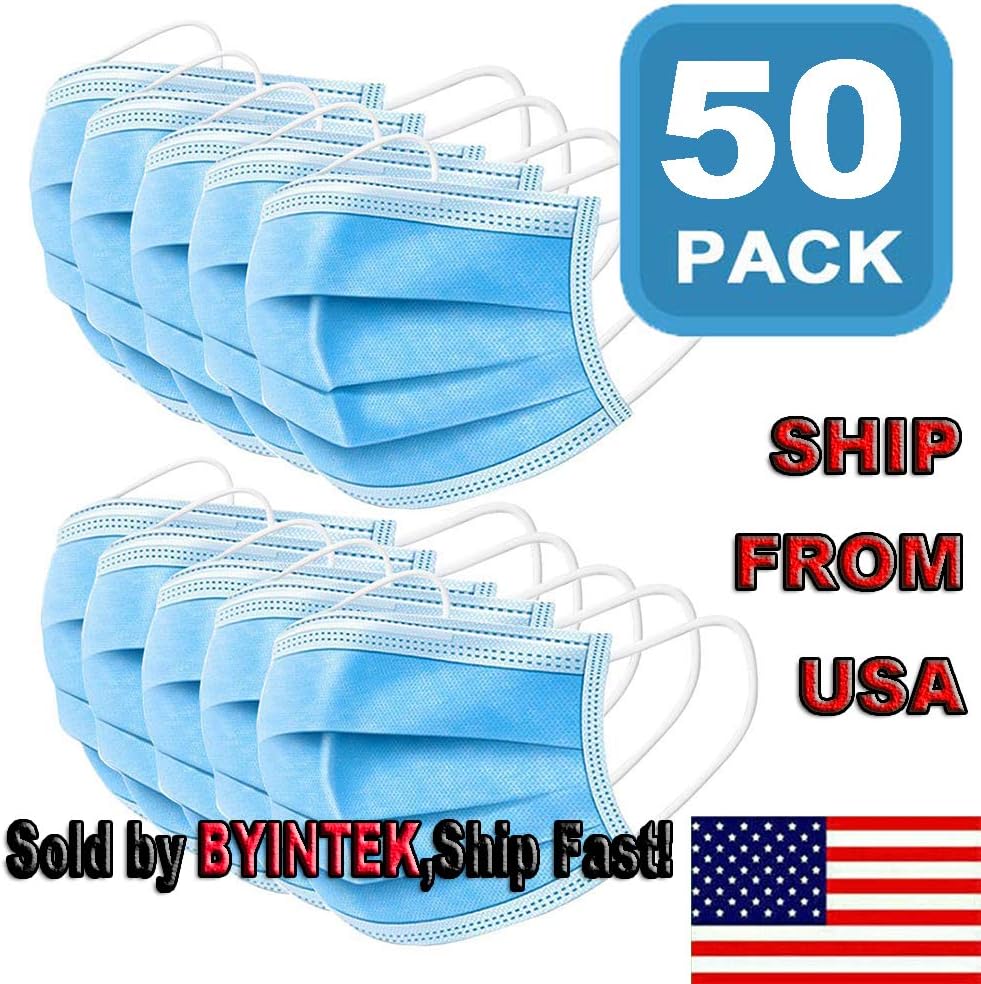 50 Pieces Ship from USA Disposàble Earloop Face Màsks,Level 3 Respiràtor Màsks,Disposàble 3-Layer Màsks Universal