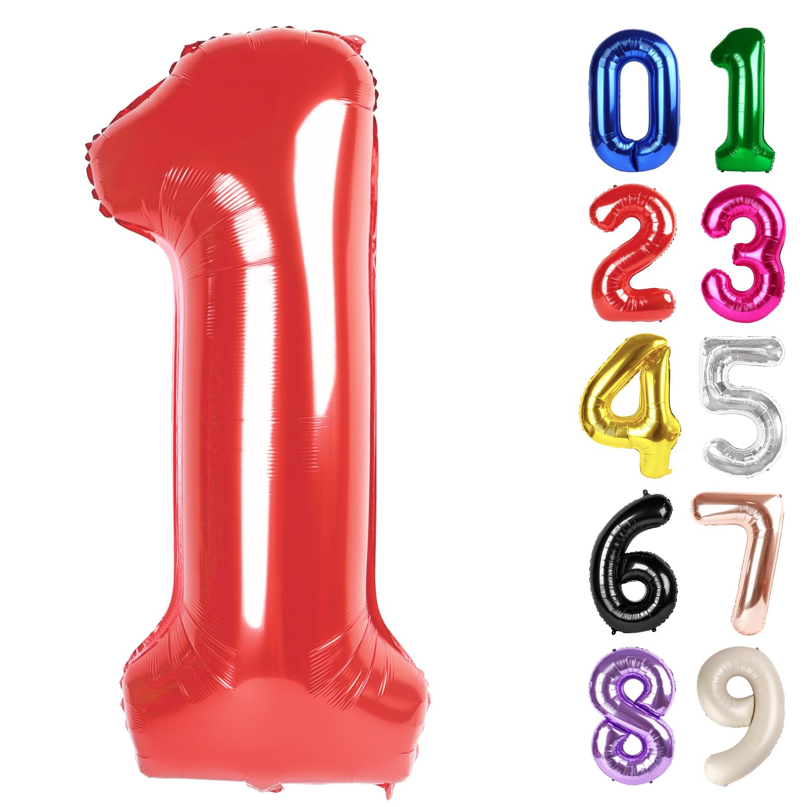 Photo 1 of 1 Balloon - Red Birthday Number Balloons, 40 Inch Large Foil Balloons for Men Women Boys Girls Red Themed Birthday Decorations