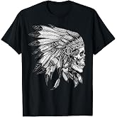 American Motorcycle Skull Native Indian Eagle Chief Vintage T-Shirt