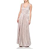 Eliza J Women's Sleeveless V-Neck Metallic Knit Belted Gown