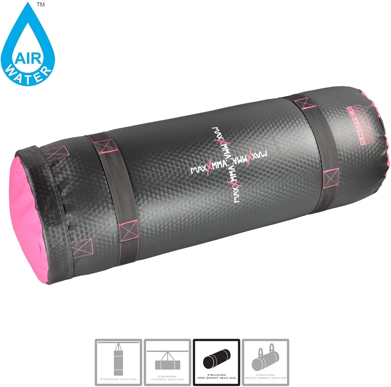 MaxxMMA Training & Fitness Water/Air Heavy Bag, Uppercut Workout Grappling MMA Punching Bag (Grey/Pink) : Sports & Outdoors