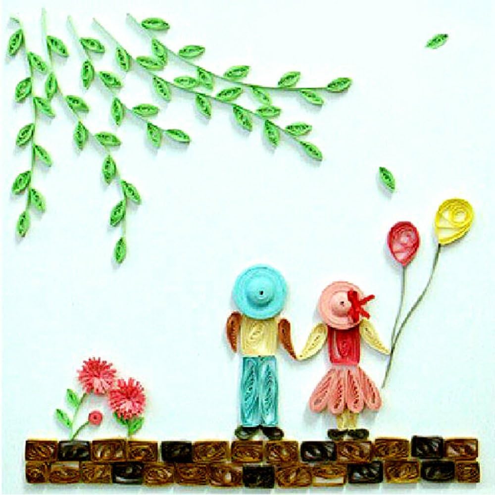 Colorful Quilling Paper Craft Kits set Tool Rolling Strips DIY Collection Home Decoration Crafts Material Package Beginner Learning Tool (Love)