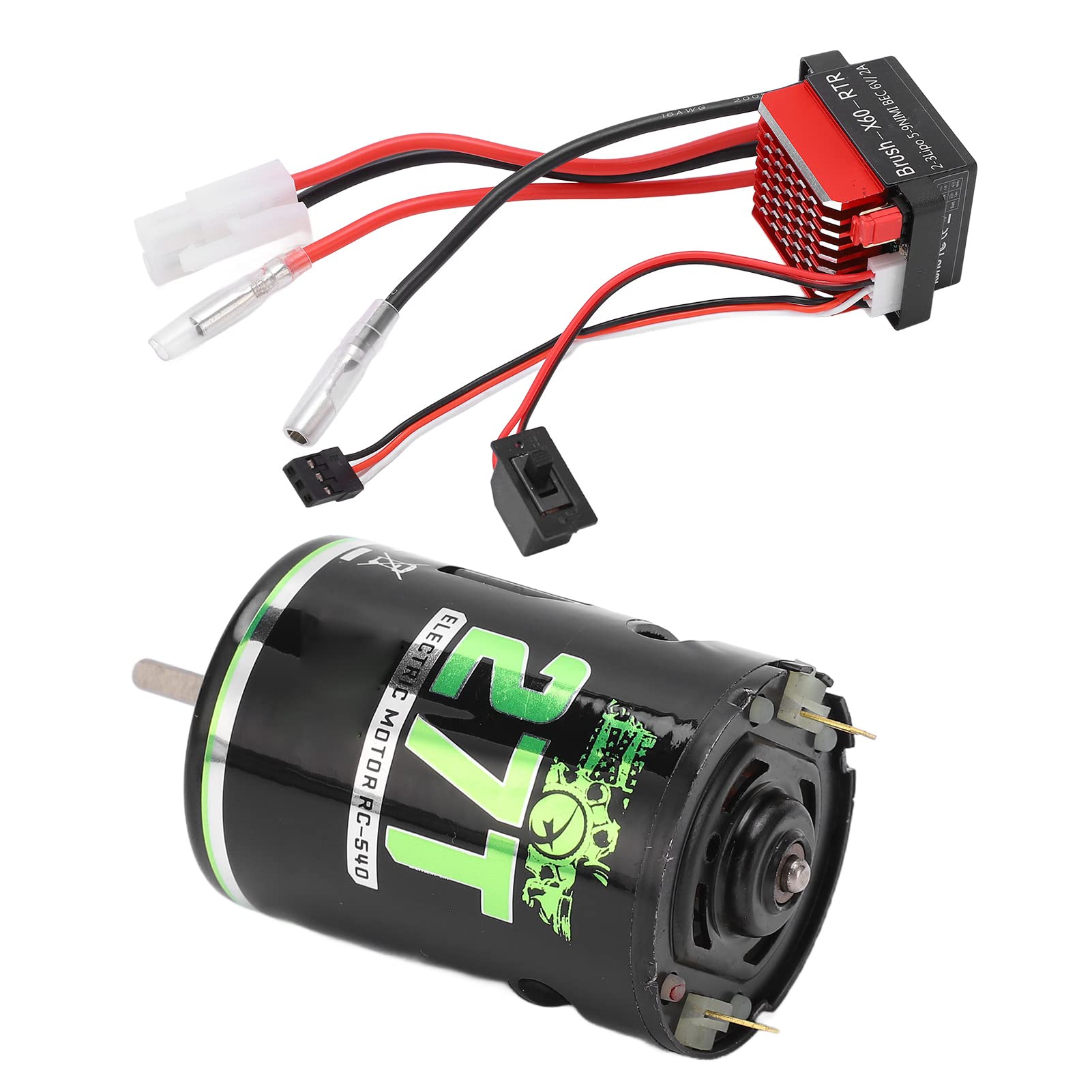 Dilwe RC Brushed Motor 360A ESC Combo, 540 High Torsion Low Noise Dual Mode Multiple Brushed Motor 360A ESC(27T