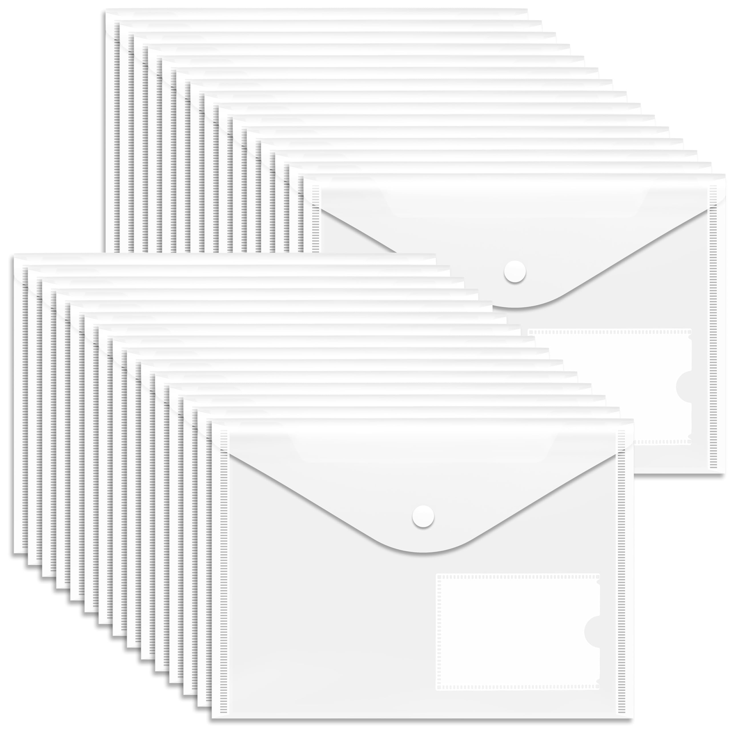 A5 Plastic Wallets Clear (30Pack)- Plastic Folders Popper Wallet Document Folder with Pocket