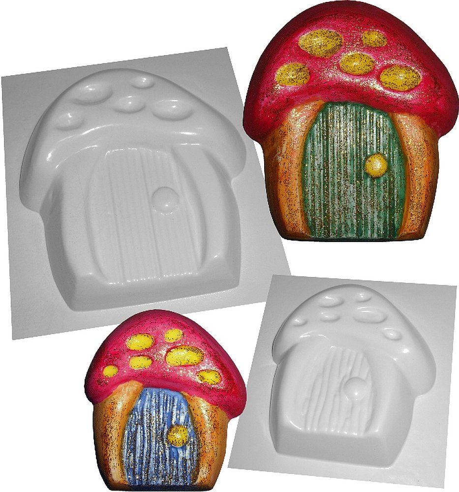 dennycraftmoulds FAIRY DOOR HOUSE MOULDS FOR PLASTER OR CONCRETE CHUNKY ABS PLASTIC MOLDS SET OF 2
